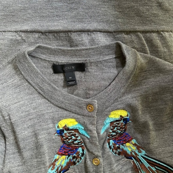 Jackie Cardigan with Embroidered Pheasants Vibrant Birds (J. Crew) - Picture 3 of 4